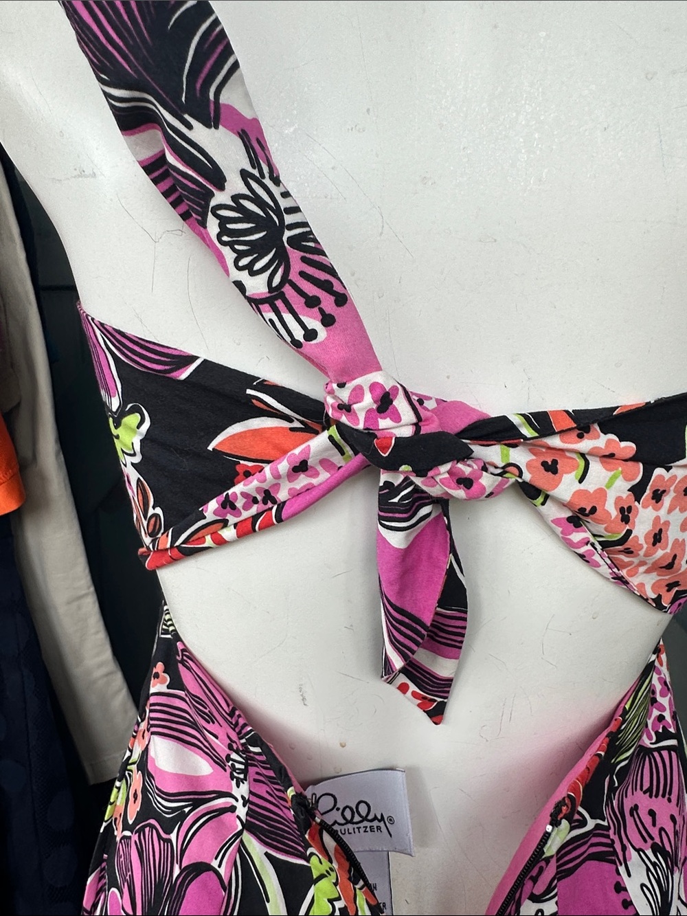 Lilly Pulitzer Strapless Floral Sheath Dress - Black with Pink & Red Floral - Picture 8 of 8